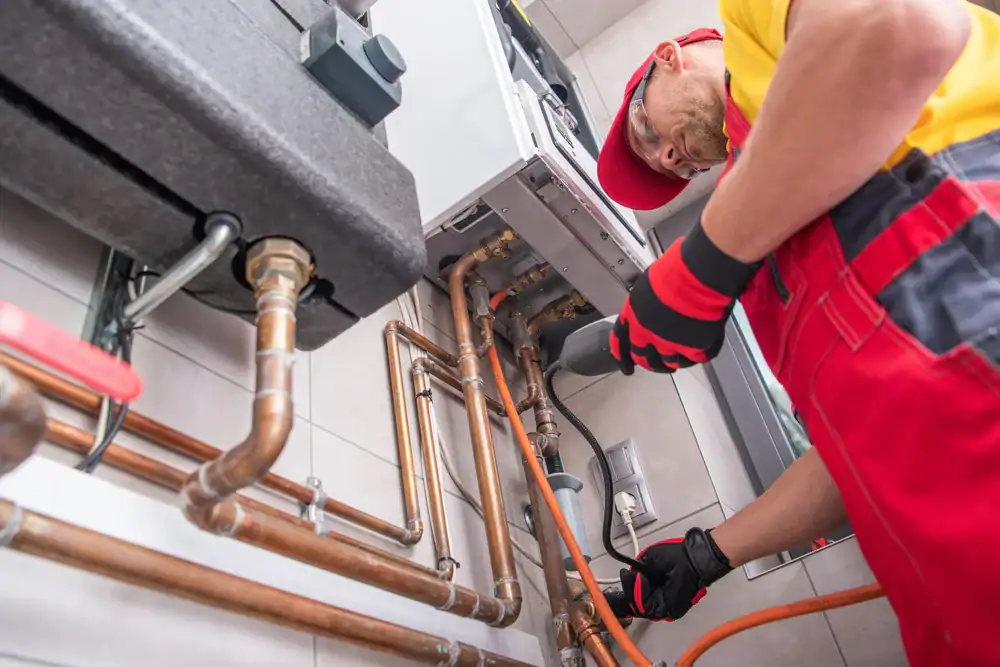 Gas Technician Inspecting Boiler Greater Bridgeport Planning Region Connecticut