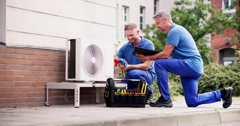 Technicians Checking Ac Unit Greater Bridgeport Planning Region Connecticut_1